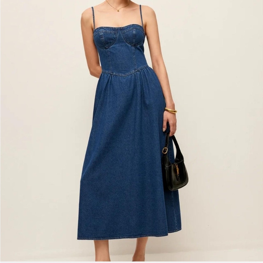Commense Blue Denim Midi Dress